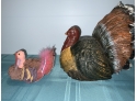 Turkey Lot-heavy -possible Wooden Turkey-painted- And Paper Turkey-very Gently Used