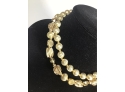 Vintage Gold Tone Two Strand Costume Necklace With Rhinestones