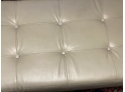 TUFTED FAUX LEATHER BENCH ON TAPERED LEGS