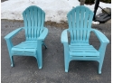 Pair Of Turquoise Plastic Adirondack Chairs