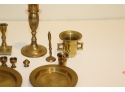 Vintage Lot Of Miniature Brass Candle Sticks Cups Mortar And Pestel