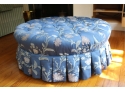 ETHAN ALLEN Round Upholstered Floral Round Ottoman Coffee Table