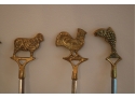 Set Of 6 Brass Farm Animal Shish-Kebab Skewer