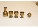 Vintage Lot Of Miniature Brass Candle Sticks Cups Mortar And Pestel