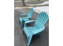 Pair Of Turquoise Plastic Adirondack Chairs