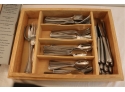 Gorham Monet Frosted Stainless Steel  Flatware Set With Drawer Caddy