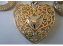 Vintage HEART CHARM BRACELET With Rhinestones, Gold Tone Base Metal, Mechanical Clasp