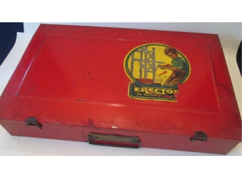 Vintage A. C. GILBERT Brand ERECTOR SET, With Original RED CARRY CASE, Circa 1954