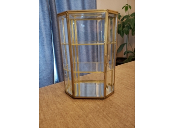 Small Glass & Brass Curio. 7.5' X 10.5' High