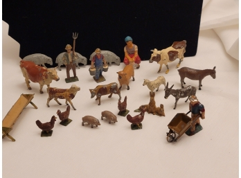 Vintage Lead Farm Animals And Workers