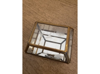 Small Glass And Brass Etched Box 4' X 3.5'