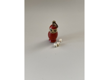 Awesome Vintage Nesting Doll Charm With Dice