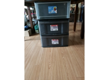 3 Storage Bins With Drawers - J