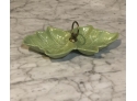 Bright Green Mid Century Modern Divided Leaf Dish With Handle