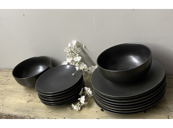 Black Stoneware Dishes, Made In Japan
