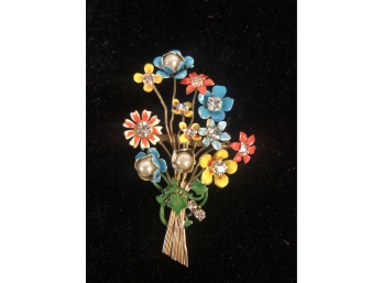 Vintage SANDOR  Floral Bouquet Brooch Approximately 2”