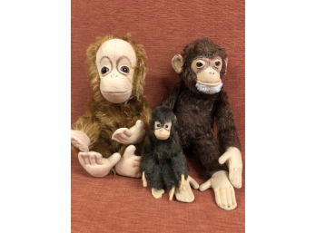 Antique Steiff Like ( No Markings) Mohair Set Of 3 Monkeys
