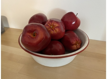 Vintage Enamel Bowl Of Apples