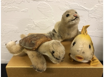 Trio Of Steiff Mohair Vintage Stuffed Sea Critters