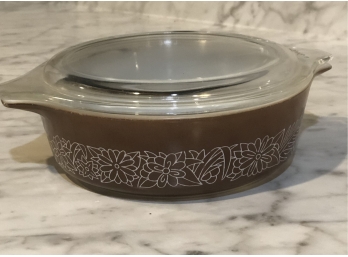 Vintage Pyrex Dish With Lid- Woodland Brown