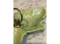 Bright Green Mid Century Modern Divided Leaf Dish With Handle
