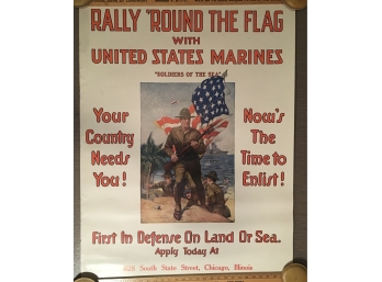 “Soldiers Of The Sea”. Original WWI Marine Recruitment Poster (#2)