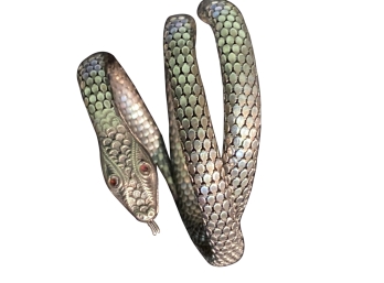 Vintage Sterling Silver Serpent Bracelet With Ruby Eyes