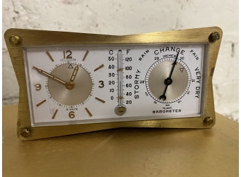 Vintage LeCoultre Desktop Barometer And Clock