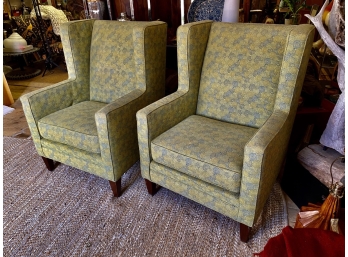 2 Matching Wing Backed Chairs By Kravet Furniture
