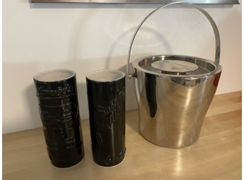 Vintage Tiki Glasses From The Sneaky Tiki In Lake Tahoe And A Crate And Barrel Ice Bucket