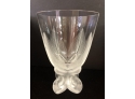 Lalique Osmonde Fern Leaf Frosted Footed Vase 8” X 5.5’’