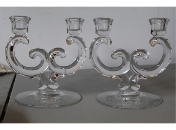 Vintage Pair Of Double Candle Holders