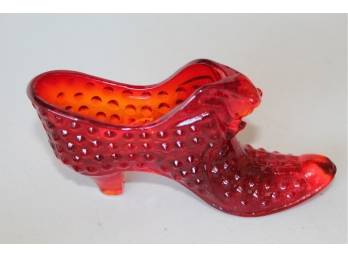 Red Fenton Glass Shoe