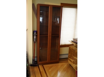 WOOD CABINET WITH GLASS DOORS