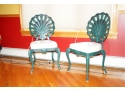 LOT OF 2 WOOD CHAIRS WITH LEATHER SEAT