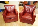 LOT OF 2 RED LEATHER CHAIRS