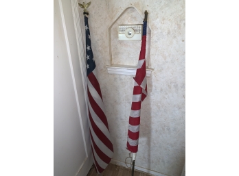 Pair Of American Flags With Poles