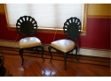 LOT OF 2 WOOD CHAIRS WITH LEATHER SEAT