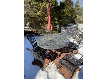 CAST ALUMINUM PATIO SET WITH 6 CHAIRS Retail $2300.00 Great Condition