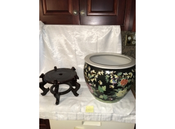 Asian Style Flower Pot With Stand