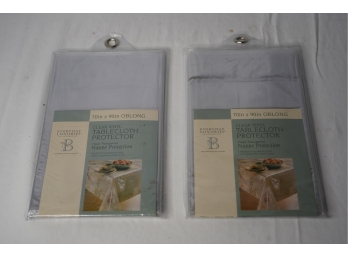 LOT OF 2 CLEAR VINYL TABLECLOTH PROTECTOR, 70X90 INCHES