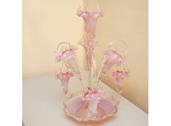 1890S VICTORIAN EPERGNE OPALESCENT PINK GLASS