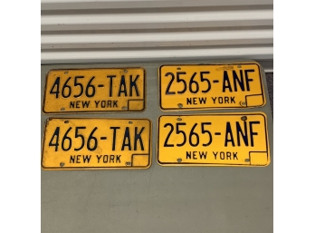Lot Of Four Matching Vintage New York License Plates