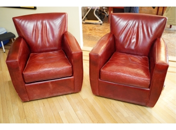 LOT OF 2 RED LEATHER CHAIRS