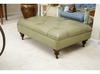 LEATHER GREEN OTTOMAN