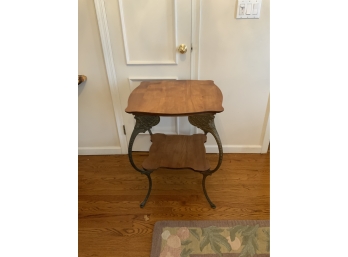 BRASS BASE SIDE TABLE WOODEN TOP