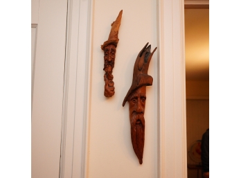 TWO CARVED WOOD MASK