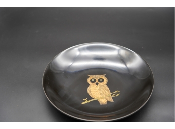 BLACK PLATE WITH OWL BY COUROC