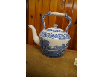Antique Spode England Tea Pot Blue And White Large
