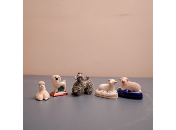 LOT OF PORCELAIN & CERAMIC ANIMALS, POODLES AND SHEEP